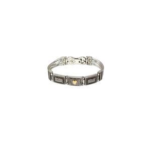 Brighton Two Tone Heart Silver Gold Retired Bracelet